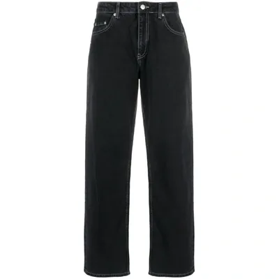 Moschino Jeans Contrast-stitching Straight-leg Jeans In Black