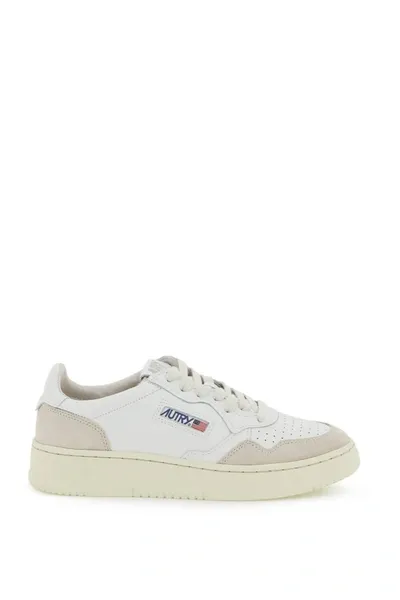 Autry Leather Medalist Low Sneakers In Beige