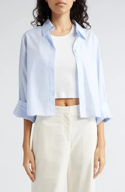 Twp Soon To Be Ex Cropped Cotton Shirt In Baby Blue