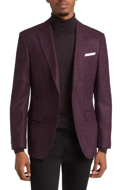 Hugo Boss Hutson Slub Wool Sport Coat In Dark Red