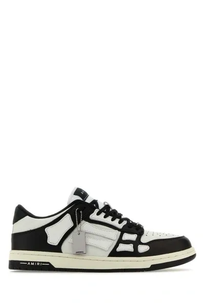 Amiri Skel Top Leather Sneakers In Black,white