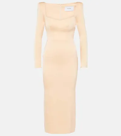 Alex Perry Satin Midi Dress In Neutrals