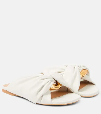 Jw Anderson Corner Leather Slides In White