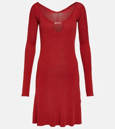 Jacquemus La Mini Robe Pralu Off-shoulder Minidress In Dark Red