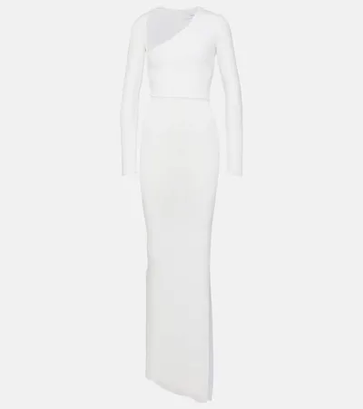 Alex Perry Asymmetric Jersey Maxi Dress In White