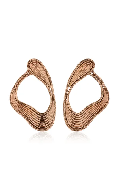 Fernando Jorge Stream Lines 18k Rose Gold Hoop Earrings In Pink