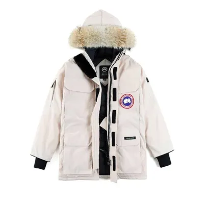 Pre-owned Canada Goose - White/black Daunenjacke Keep Warm In Winter With A Hood//de// In Beige