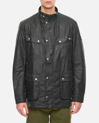 Barbour International Duke Wax Jacket In Green