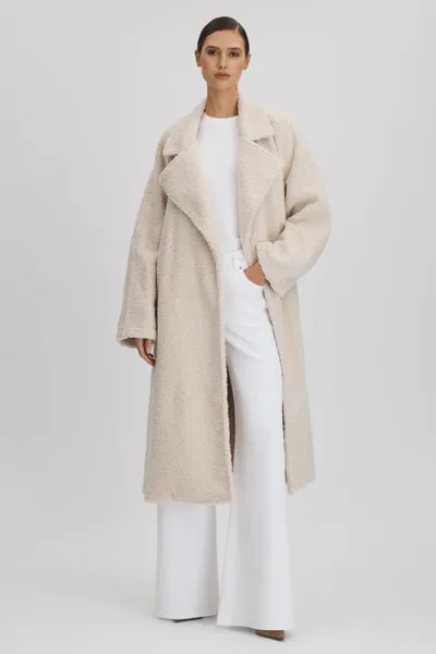 Good American Bone  Oversized Sherpa Trench Coat