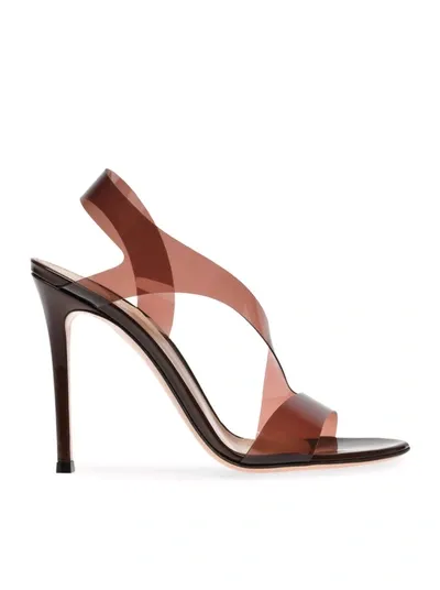 Gianvito Rossi Metropolis 105 Vinyl & Patent Sandal In Brown