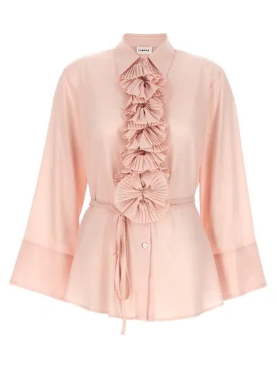 P.a.r.o.s.h . Ruffles Shirt In Nude & Neutrals