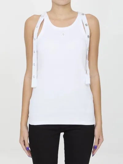 Attico Snap-button Tank Top In White/burgundy