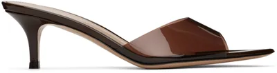 Gianvito Rossi Womens Brown Vernice Open-toe Pvc Heeled Mules