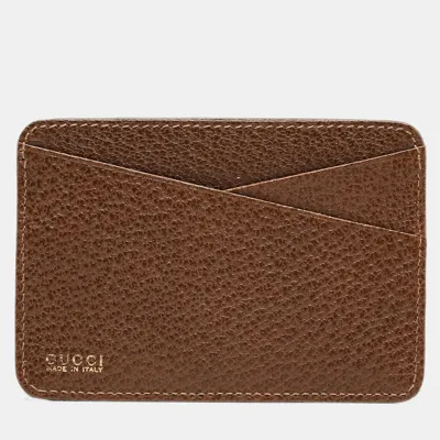 Pre-owned Gucci Brown Gg Canvas And Leather Card Holder