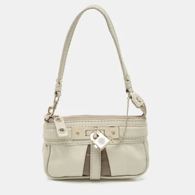 Pre-owned Marc By Marc Jacobs Off White Leather Padlock Charm Pochette Bag