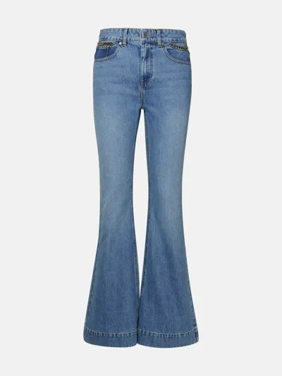 Stella Mccartney 'falabella Chain' Light Blue Cotton Jeans