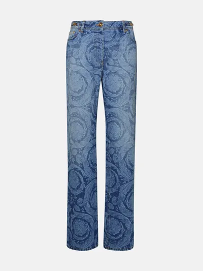 Versace 'barocco' Blue Cotton Jeans