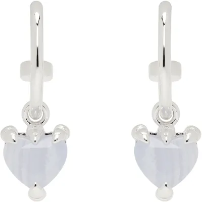 Stolen Girlfriends Club Silver Talon Anchor Sleepers Earrings In Blue Lace Agate