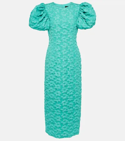 Rotate Birger Christensen Jacquard Midi Dress In Turquoise