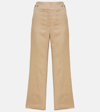 Veronica Beard Aubrie Linen Pant In Khaki Melange