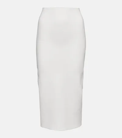 Victoria Beckham Ribbed-knit High-rise Midi Skirt In White