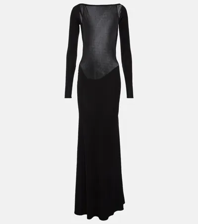 Alex Perry Open-back Jersey Gown In Black