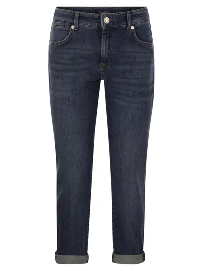 Sportmax Logo Patch Cropped Jeans In Blue