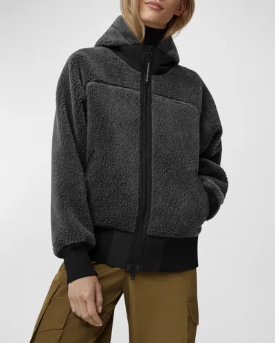 Canada Goose Simcoe Oversized Fleece Hoodie, Black In Iron Grey