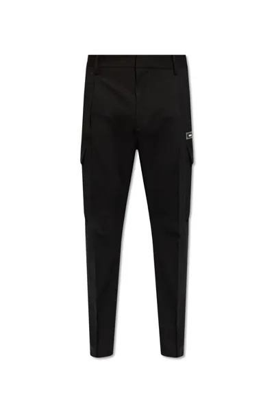 Dsquared2 Logo Patch Pleated Trousers In Black