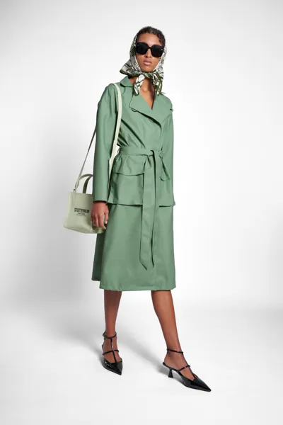 Stutterheim Kista Trench Coat In Loden Green