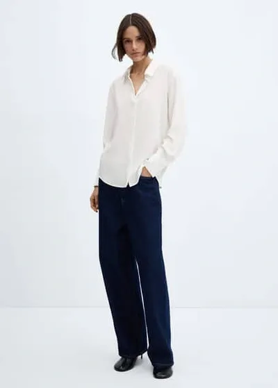 Mango Buttoned Flowy Shirt Off White