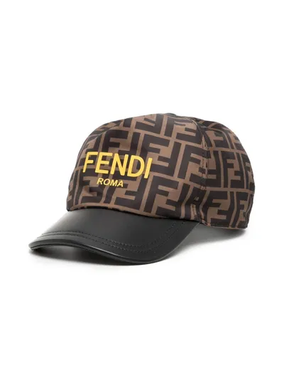 Fendi Kids' Cappello In Brown