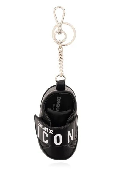 Dsquared2 Logo Printed Shoe Keyring In Black