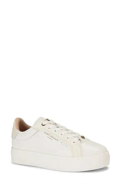 Kurt Geiger Kensington Logo-embossed Low-top Leather Trainers In Open White