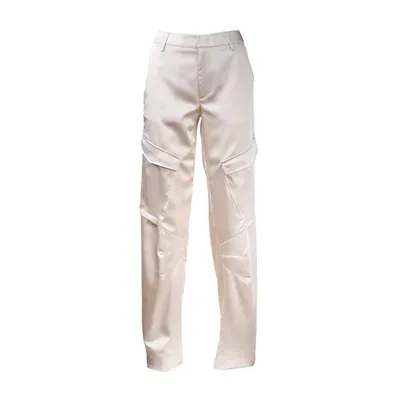 Dondup Loose Pants In Satin In White