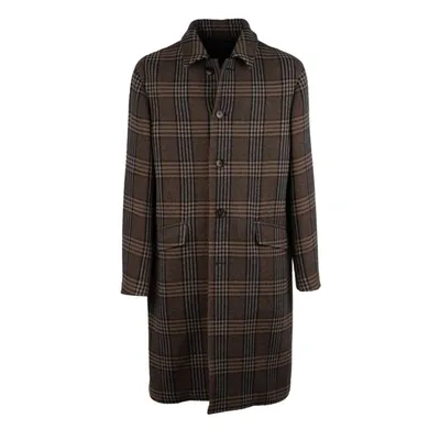 Etro Long Striped Coat In Brown