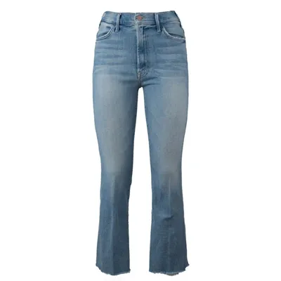 Mother Light Blue Frayed Leg Jeans In Azure