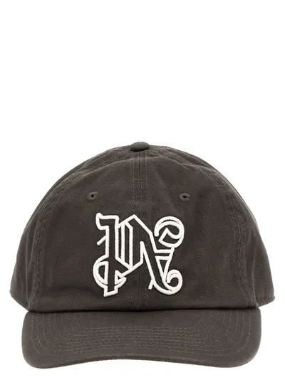 Palm Angels Monogram Cap In Grey