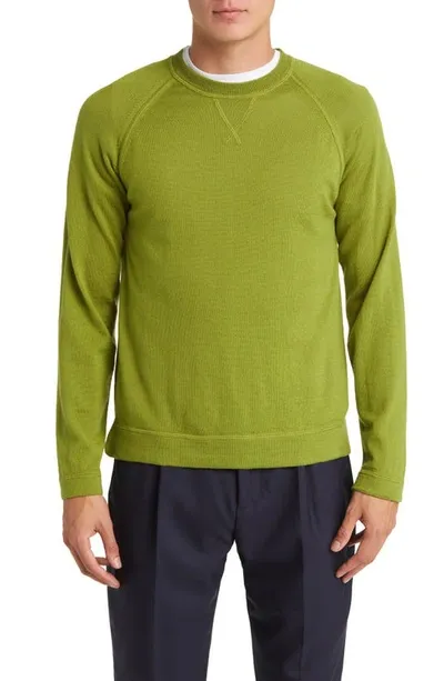 Officine Generale Nate Merino Wool Crewneck Sweater In Fresh Green