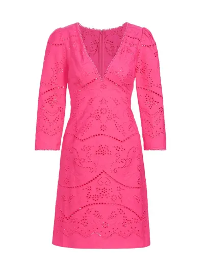 Marchesa Rosa Anise Mini Dress In Fuchsia