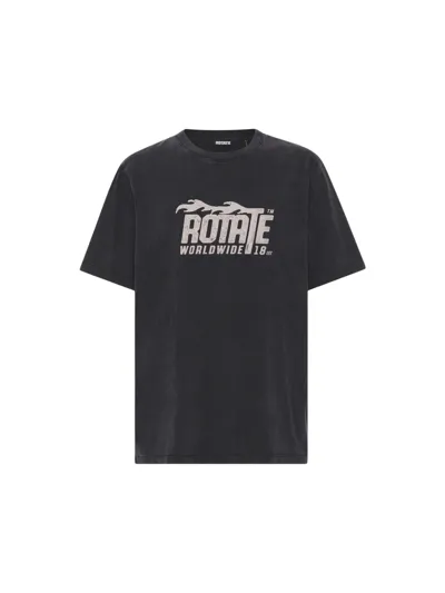 Rotate Birger Christensen T-shirt Aus Bio-baumwolle Mit Logo In Schwarz