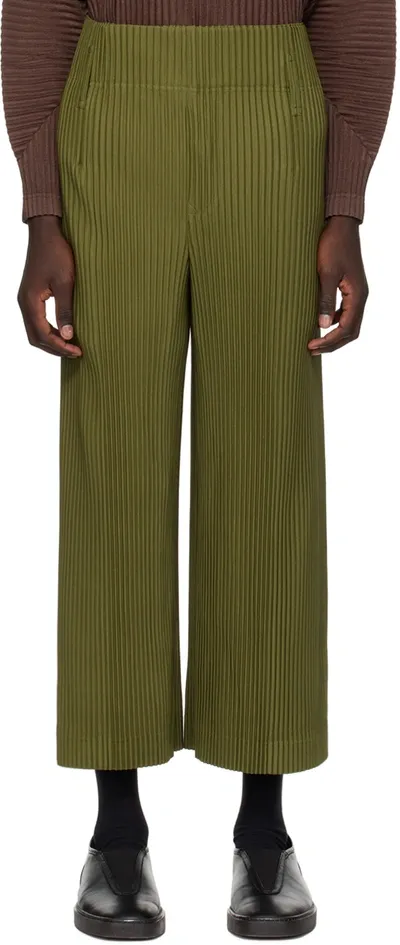 Issey Miyake Khaki Pleats Bottoms 2 Trousers In 66-moss Khaki