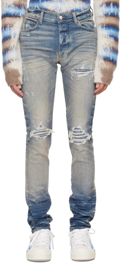 Amiri Blue Crystal Mx-1 Jeans In Vintage Indigo