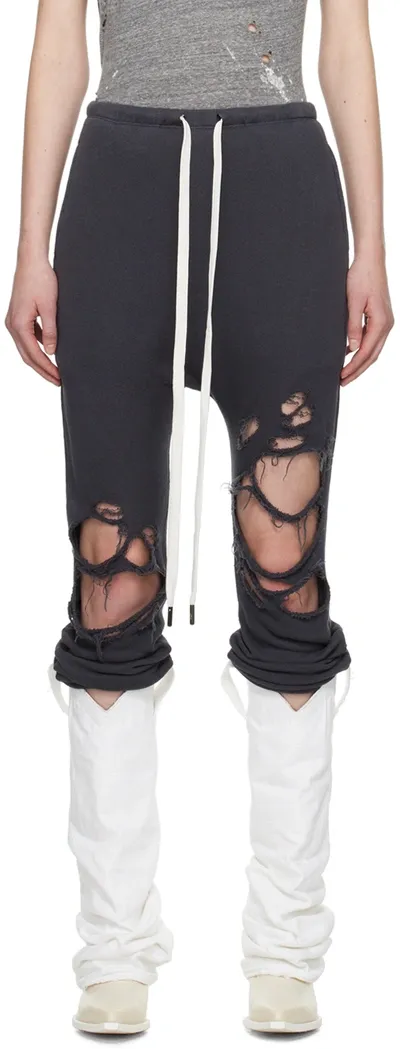 R13 Ssense Exclusive Black Lounge Pants In Washed Black