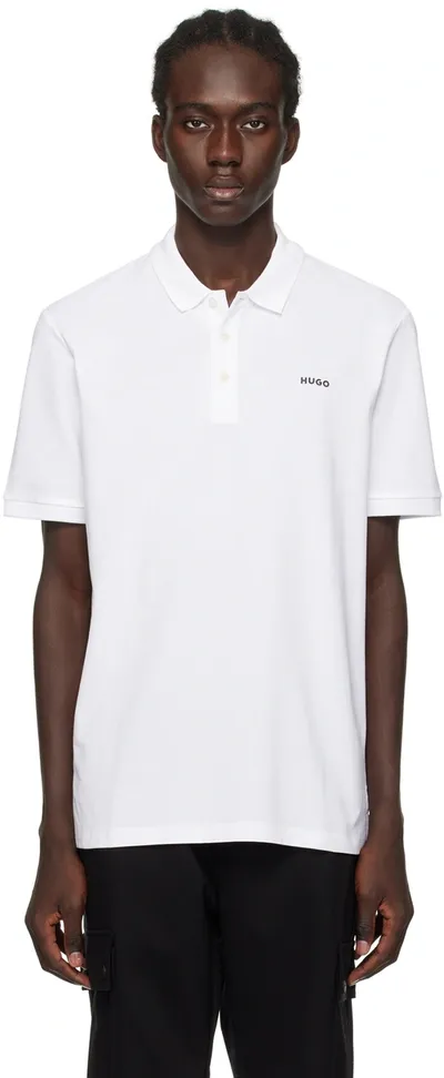 Hugo White Bonded Polo In Open White 120