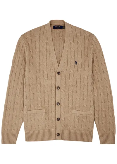 Polo Ralph Lauren Cable-knit Cotton Cardigan In Beige