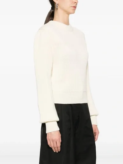 Amomento Crew-neck Ribbed Jumper In Ecru