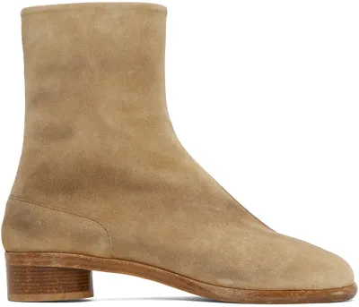 Maison Margiela Tan Tabi Boots In Beige