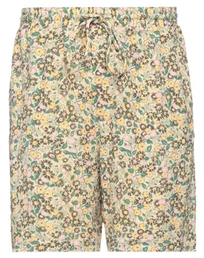 Nanushka Floral-print Crinkled-crepe Drawstring Shorts In Beige