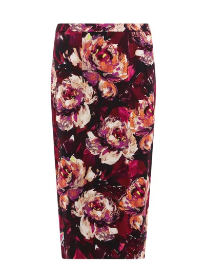 Dolce & Gabbana Cady Calf-length Skirt With Peony Print